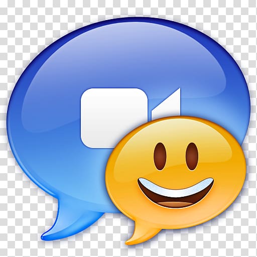 smiley emoji and blue callout box, emoticon smiley yellow, iChat Redrawn transparent background PNG clipart
