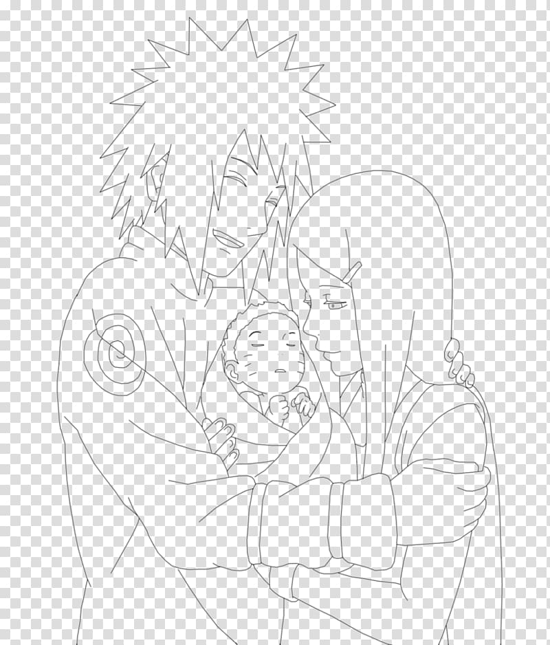 Line art Homo sapiens Character Sketch, Naruto family transparent background PNG clipart