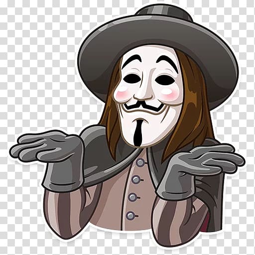 Sticker Telegram Cartoon Thumb, Guy Fawkes Mask transparent background PNG clipart