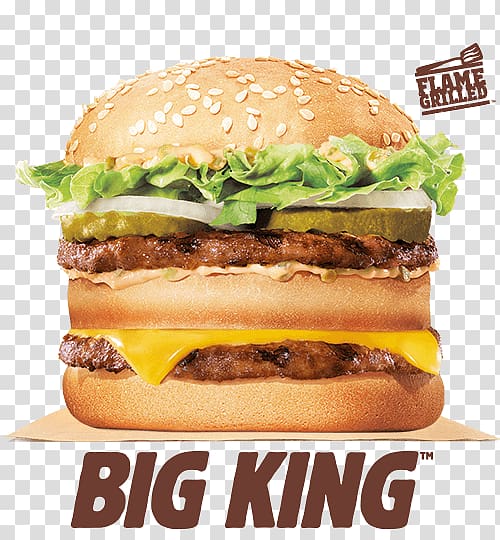 Big King Hamburger Whopper McDonald\'s Big Mac Cheeseburger, burger king transparent background PNG clipart