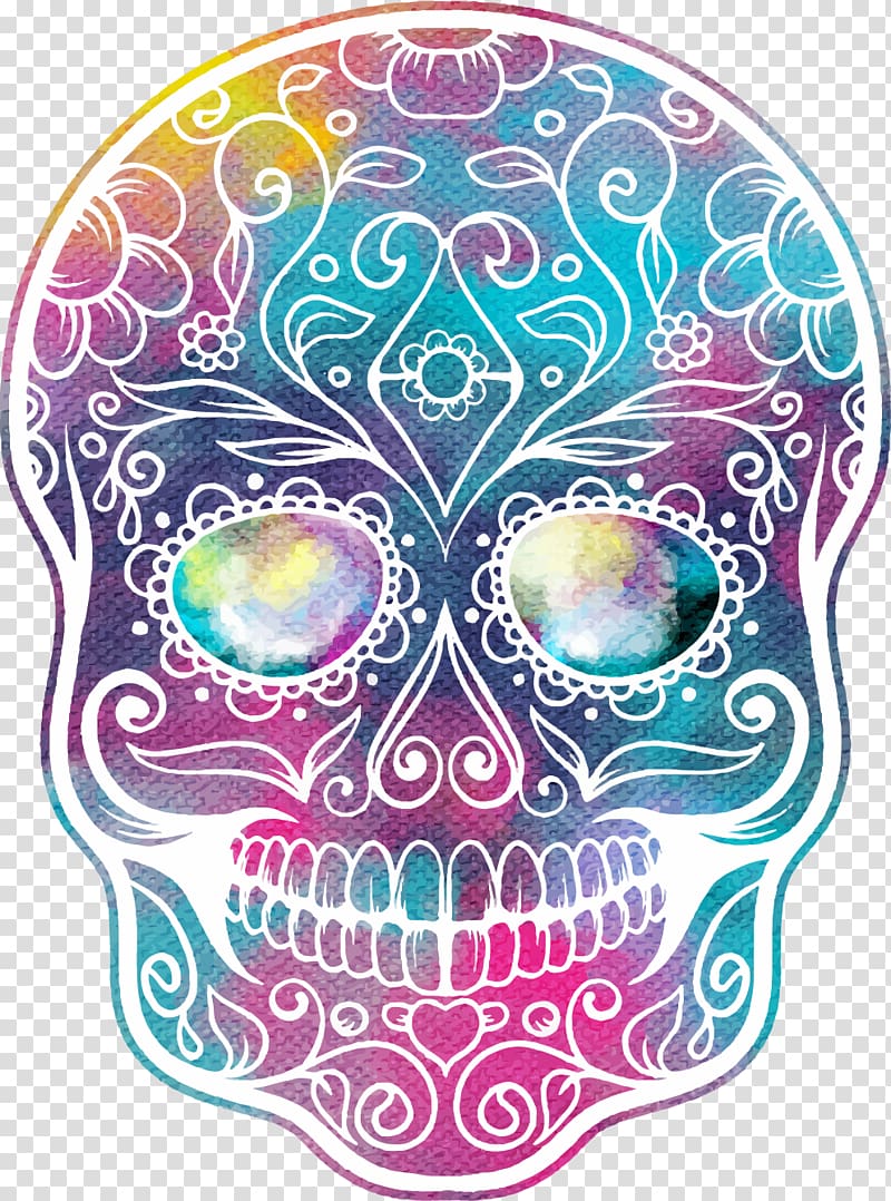 multicolored sugar skull , Samsung Galaxy J5 (2016) iPhone 6S Samsung Galaxy A5 (2017) Samsung Galaxy J7, beautiful hand-painted Star skull print transparent background PNG clipart