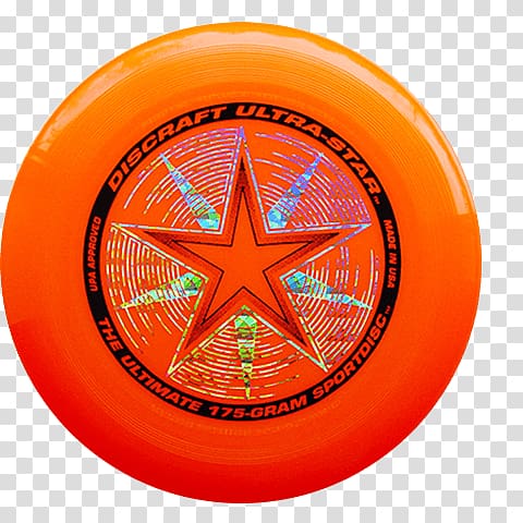 orange Discraft Ultra, Star flying disc, Orange Frisbee transparent background PNG clipart