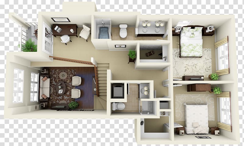 3D floor plan Home House Apartment, 3d floor plan transparent background PNG clipart