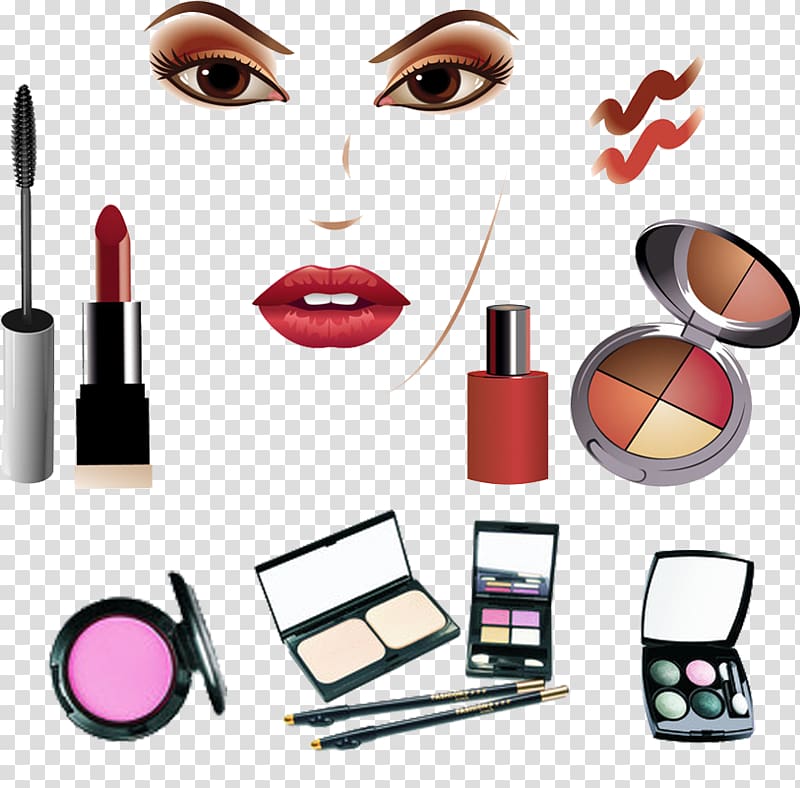 cosmetic product lot illustration, Cosmetics Make-up artist Beauty, Makeup Beauty transparent background PNG clipart