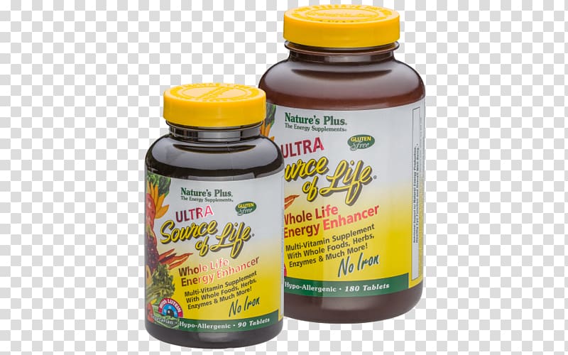 Dietary supplement Nutrient Nature\'s Plus Ultra Source of Life w Lutein Source of Life Tablets, iron product transparent background PNG clipart
