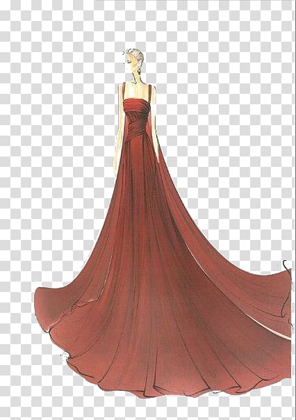 Drawing Fashion illustration Croquis Sketch, Hand-painted wedding dress model illustration transparent background PNG clipart