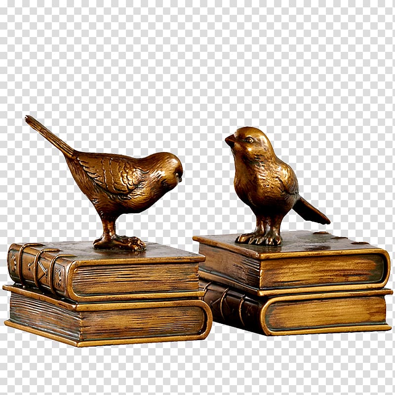 Bird Bookend Decorative arts Shelf Bookcase, Copper Retro book transparent background PNG clipart