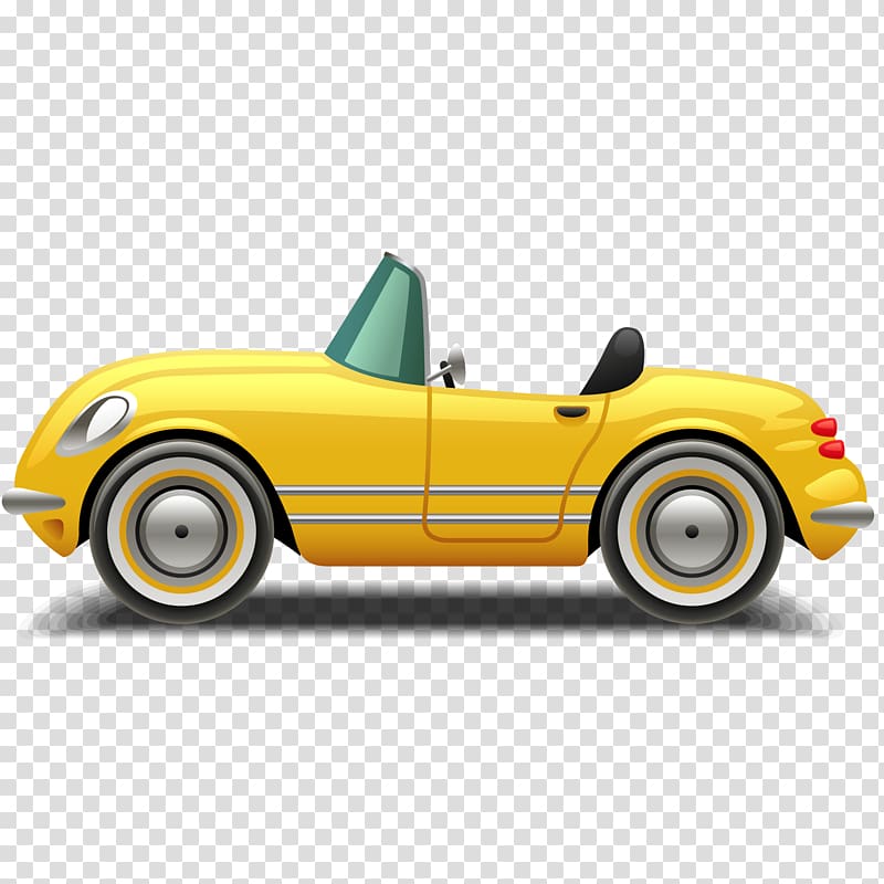 yellow convertible, Sports car Convertible Cartoon, cartoon yellow car transparent background PNG clipart