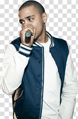 man holding microphone, J. Cole Singing transparent background PNG clipart