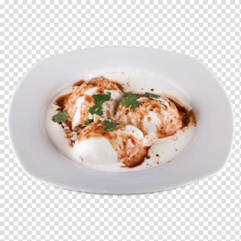 dessert on white plate, Dahi vada Indian cuisine Aloo tikki Kebab Dahi puri, Samosa transparent background PNG clipart