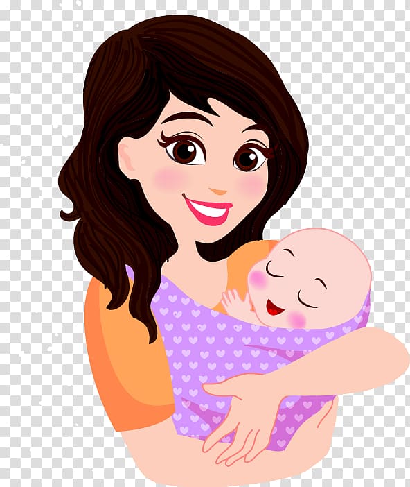 Woman carrying baby illustration, Mother Infant Cartoon Child, Black