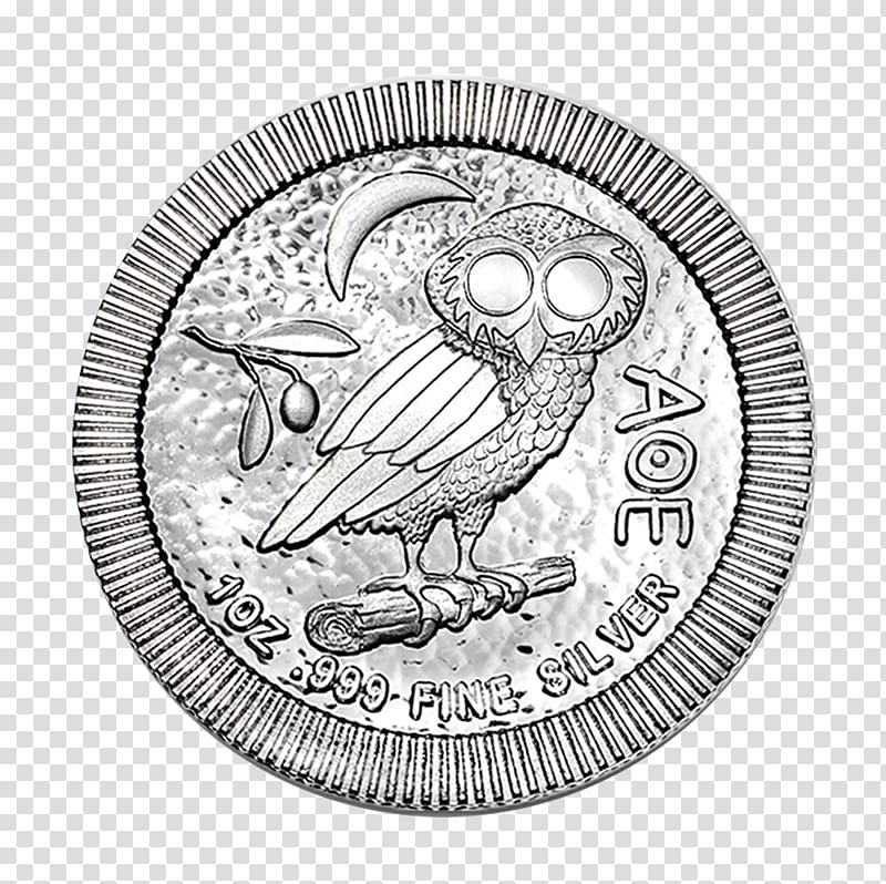 Owl of Athena Silver coin New Zealand Tetradrachm, silver transparent background PNG clipart