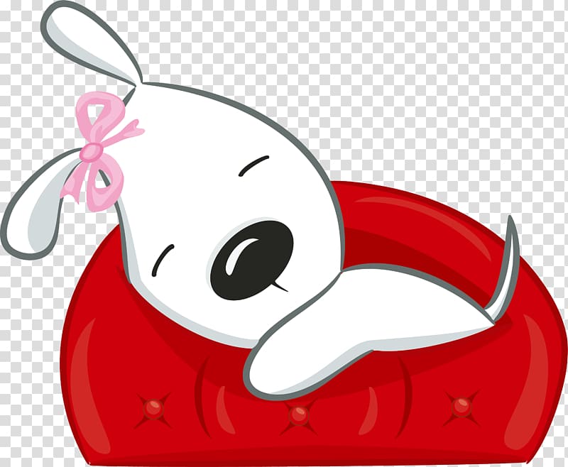 Drawing Valentine\'s Day, Hand painted white puppy sofa transparent background PNG clipart