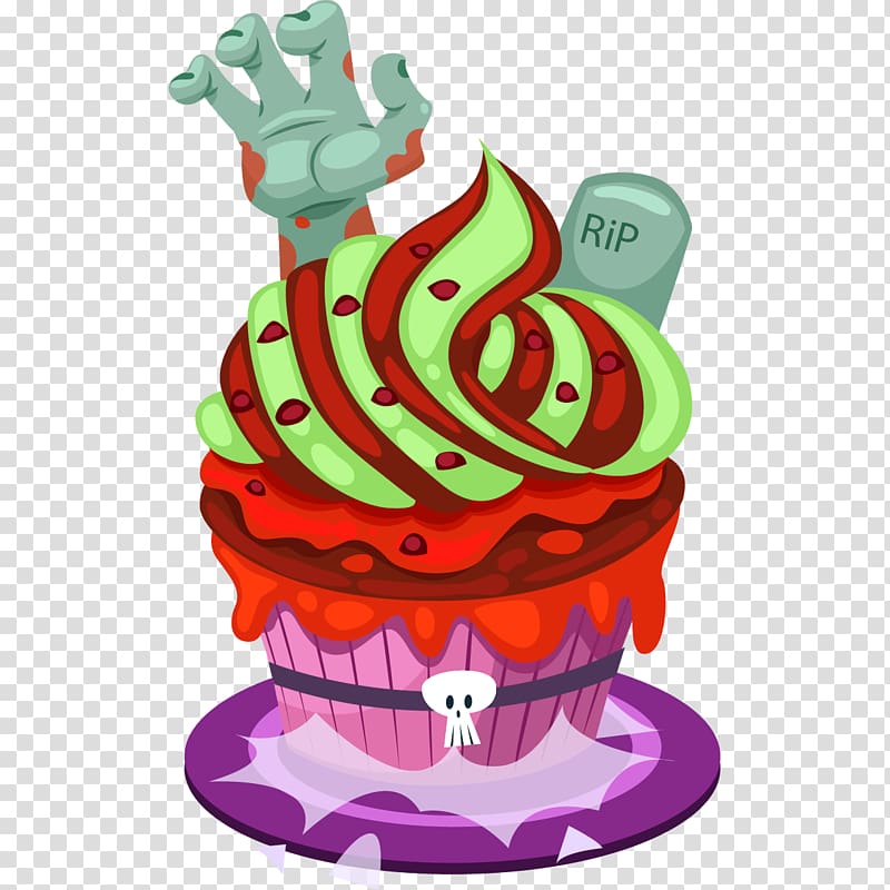 cartoon hand painted halloween tombstone cake transparent background PNG clipart