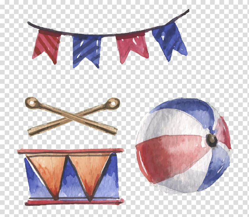 Performance Circus Watercolor painting, flag pull transparent background PNG clipart