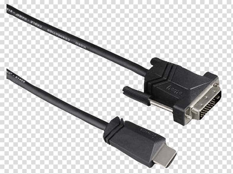 Hama Cable HDMI-DVI-D Digital Visual Interface Electrical cable Electrical connector, HDMi transparent background PNG clipart