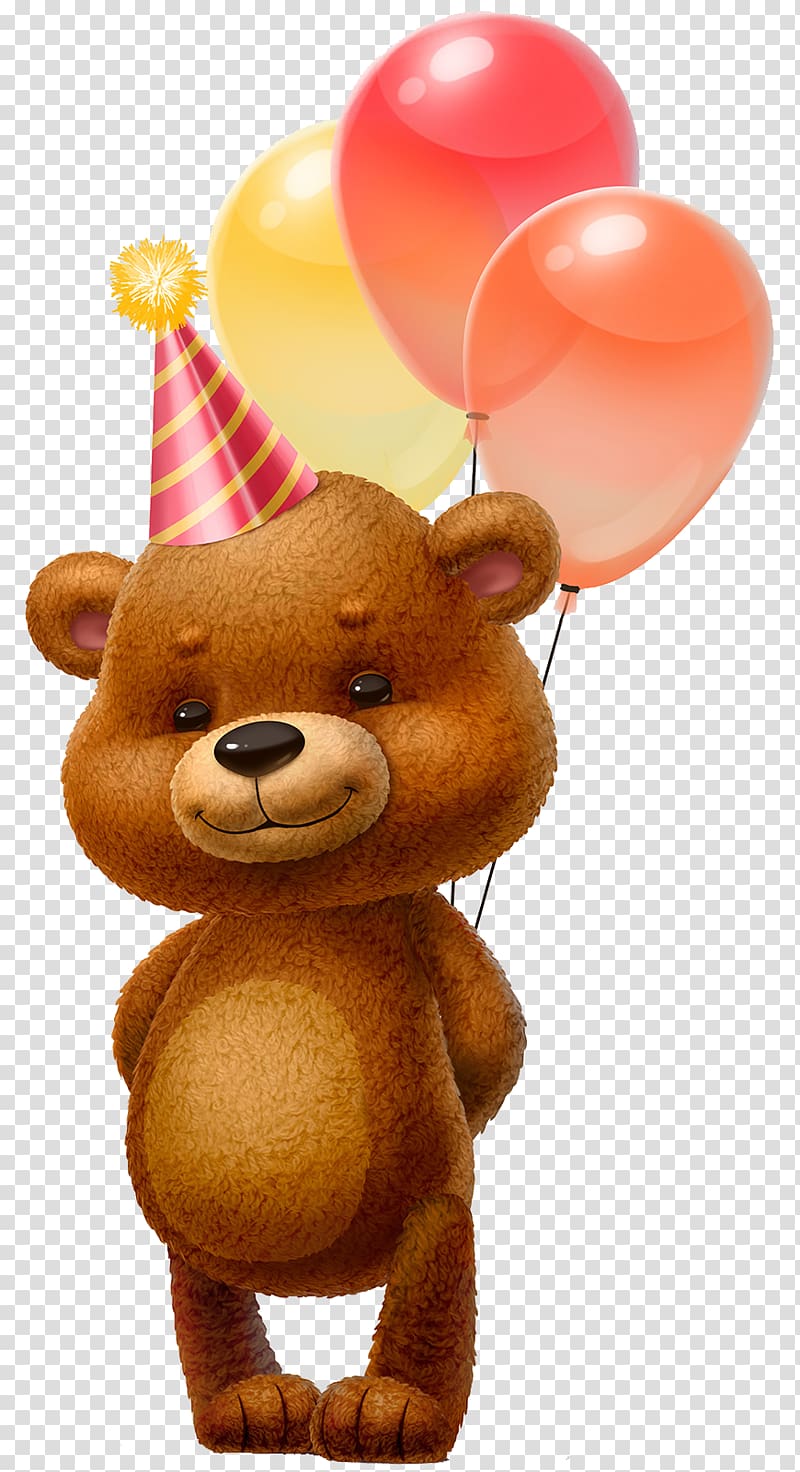 bear holding balloons illustration, Bear Cartoon Illustration, Bear transparent background PNG clipart