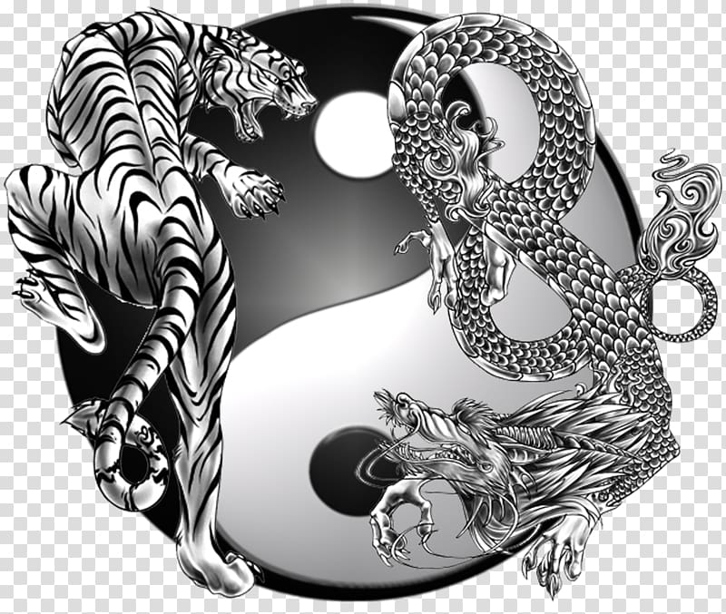tribal tiger and dragon