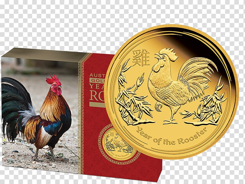 Perth Mint Rooster seaside Edelmetalle Gold coin, Coin transparent background PNG clipart