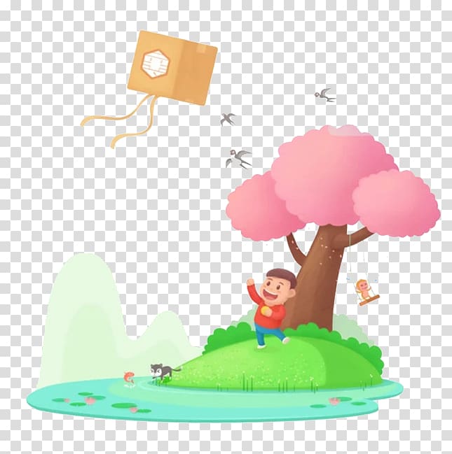 Qingming Airplane Kite Cold Food Festival, Kite-flying kids transparent background PNG clipart