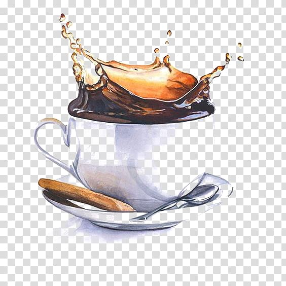 clear glass cup with coffee, Watercolor painting Drawing Art Illustration, coffee transparent background PNG clipart