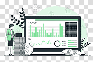 illustration, Investment data, business, chart, data, money, online, investment, devices transparent background PNG clipart thumbnail