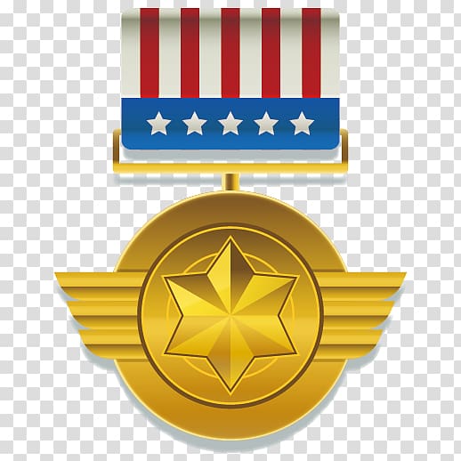 Gold medal Order Euclidean Adobe Illustrator, gold star medal of honor transparent background PNG clipart