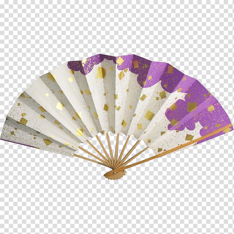 Hand fan Paper Box Silk, gold foil paper transparent background PNG clipart