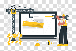 illustration, Under construction, building, device, construction, web, worker transparent background PNG clipart thumbnail