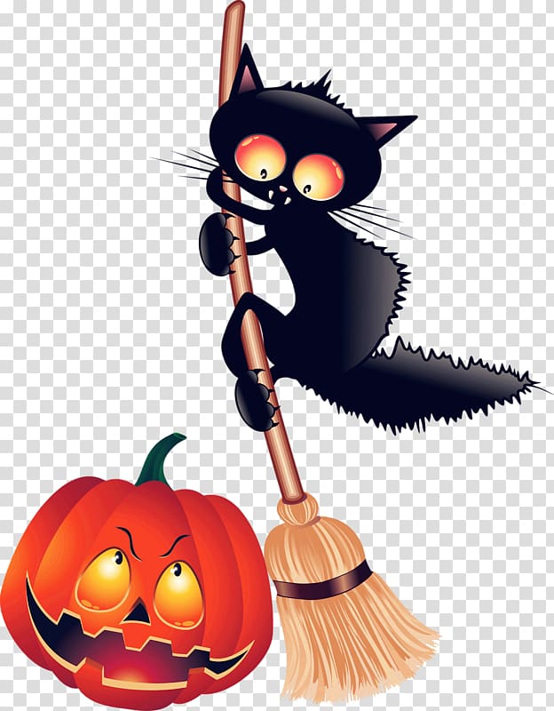 Black cat Kitten Halloween , Creative black cat transparent background PNG clipart