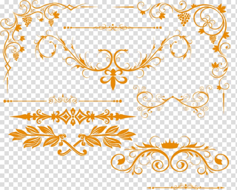 orange flowers , Wedding invitation, Line border transparent background PNG clipart