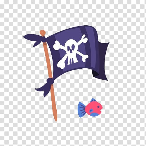 Piracy Flag Jolly Roger, Cartoon hand painted pirate flag transparent background PNG clipart