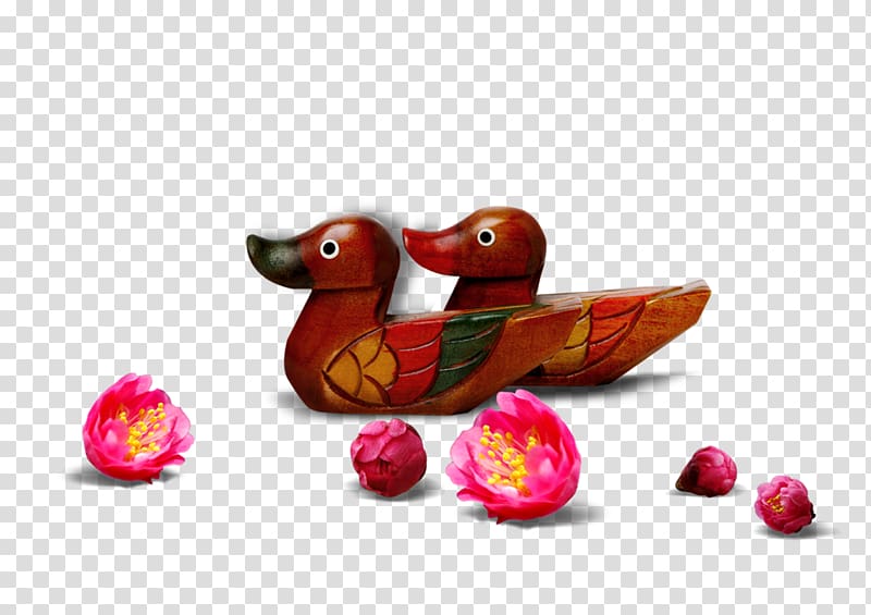 Bud, Traditional wood carving duck pull material Free transparent background PNG clipart