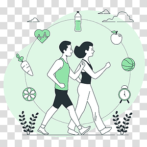 illustration, Healthy lifestyle, couple, food, healthy, lifestyle, workout, people transparent background PNG clipart thumbnail