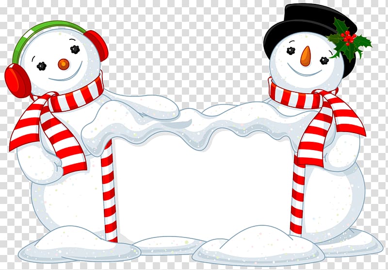 two snowman wearing scarves illustration, Christmas Snowman , Two Snowman Decor transparent background PNG clipart
