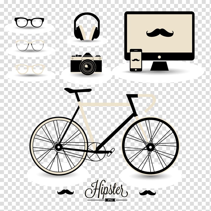 Hipster Euclidean Fashion Illustration, Mountain Bike transparent background PNG clipart