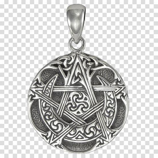 Locket Pentacle Charms & Pendants Sterling silver Pentagram, silver transparent background PNG clipart