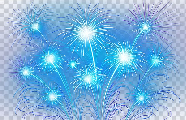 white and blue fire works display , Fireworks Tangyuan Traditional Chinese holidays Chinese New Year, Fireworks transparent background PNG clipart