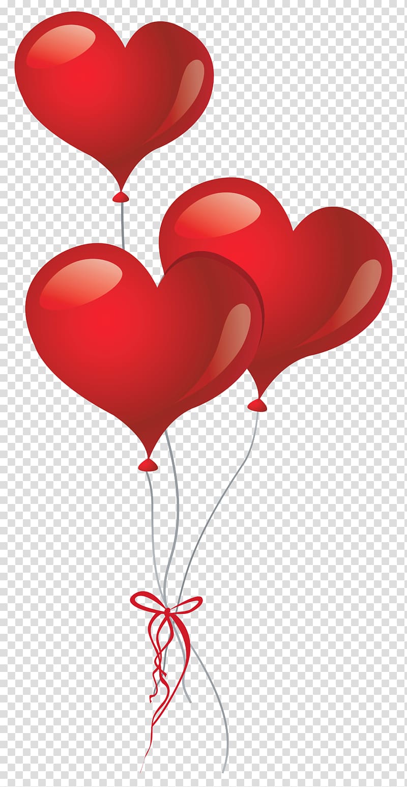Heart Balloon , Heart Balloons , three red heart balloons transparent background PNG clipart