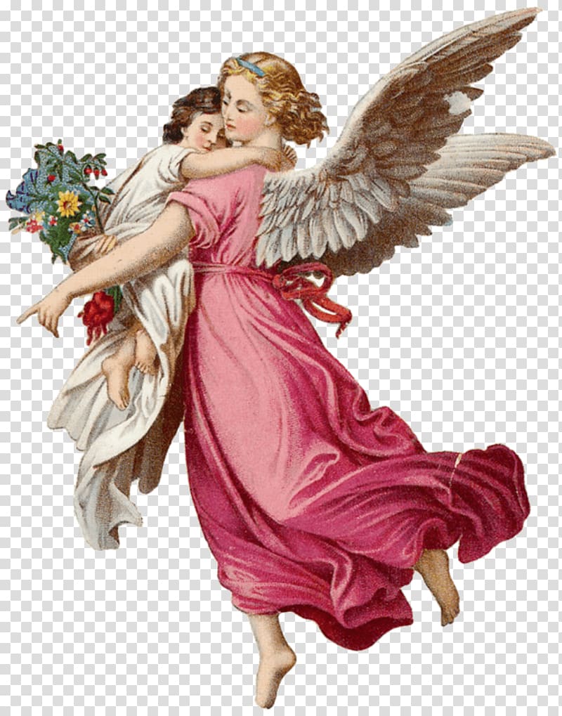 brown haired female angel, Two Angels transparent background PNG clipart