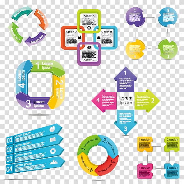 assorted-color-and-shape chart lot, Flowchart Infographic Euclidean , Infographic label transparent background PNG clipart