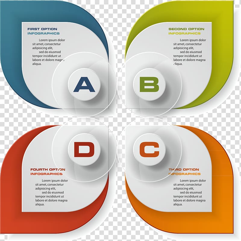 four assorted-color ABCD illustration, Infographic Graphic design, PPT material transparent background PNG clipart
