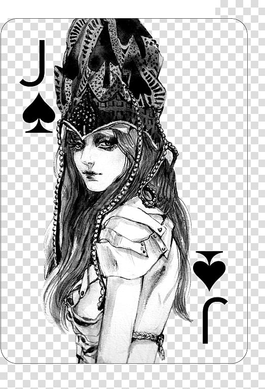Fashion illustration Playing card Jack Spades, Queen Of Spades transparent background PNG clipart