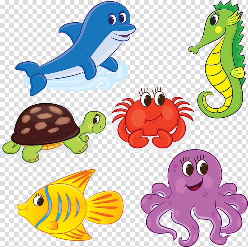 cartoon marine animals transparent background PNG clipart