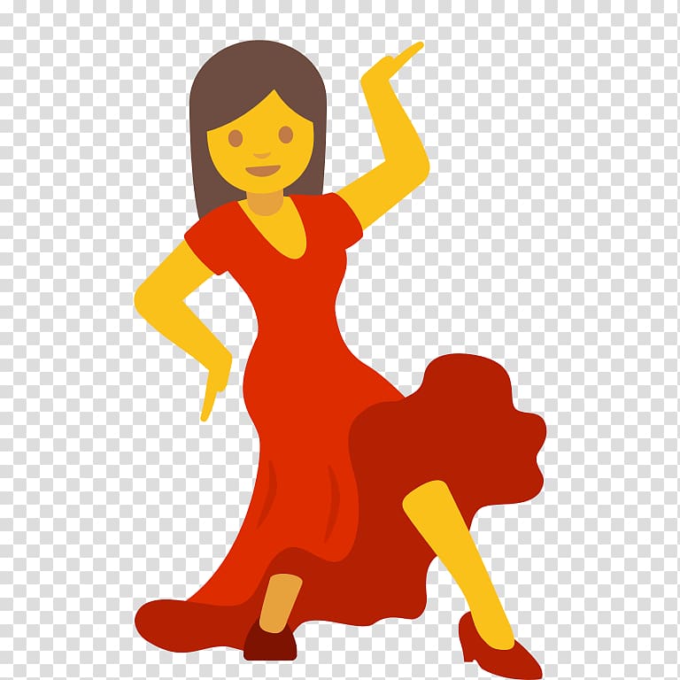 woman wearing red dress illustration, iPhone Emoji Android Nougat Android Oreo, dancing transparent background PNG clipart