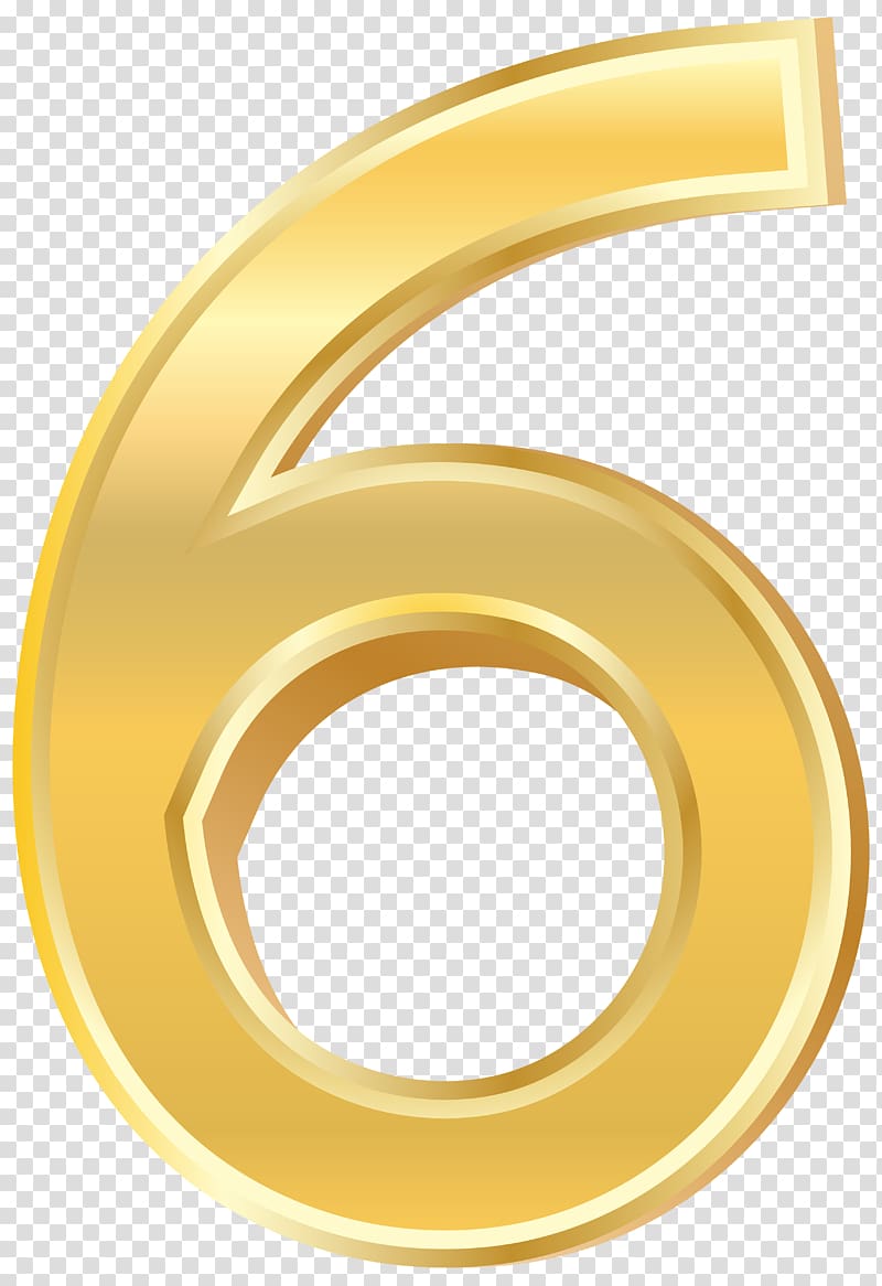 gold number 6 , Number Numerical digit Design, Gold Style Number Six transparent background PNG clipart