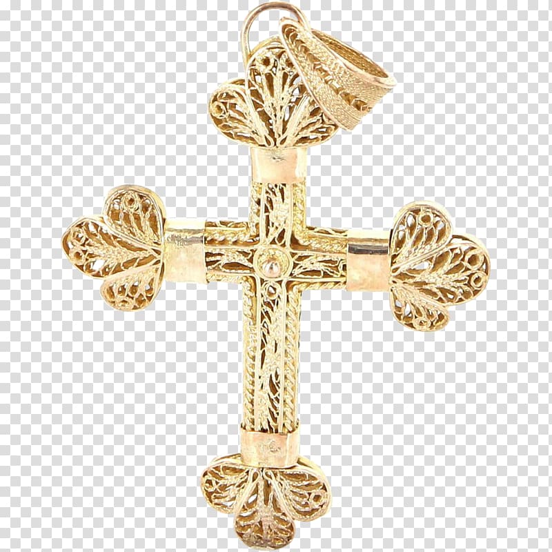 Body Jewellery Crucifix Artifact 01504, vintage gold transparent background PNG clipart