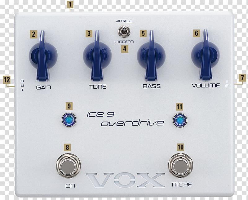 Distortion Ice 9 Effects Processors & Pedals VOX Amplification Ltd. Guitar, guitar transparent background PNG clipart