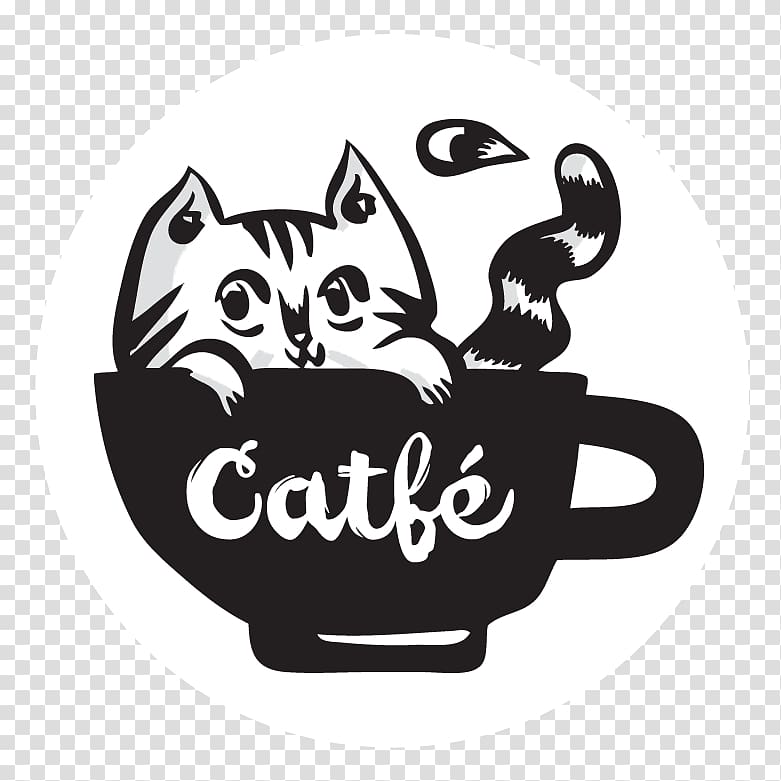 Cat café Whiskers Cafe Catfe, creative cat logo transparent background PNG clipart