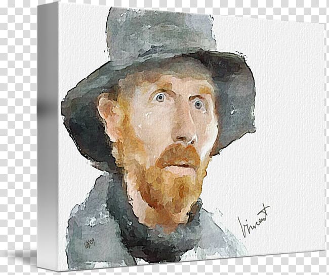 Watercolor painting self-portrait, Van Gogh transparent background PNG clipart